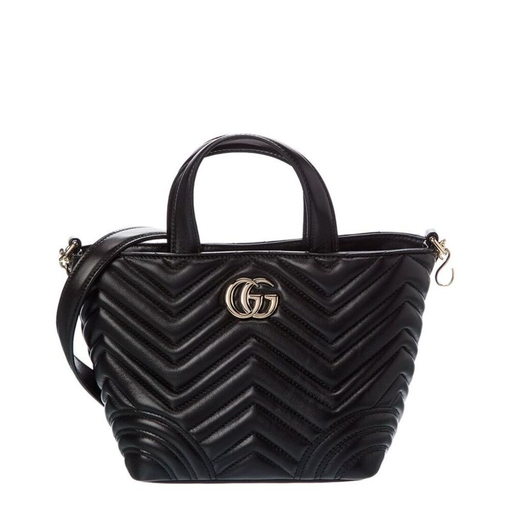 Gucci Gg Marmont Mini Leather Tote, Black